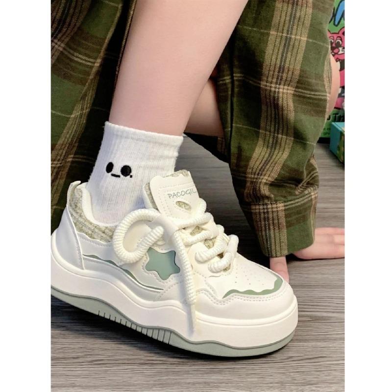 Korean Style Women S Thick Sole Sneakers Ins Trendy Retro White Shoes