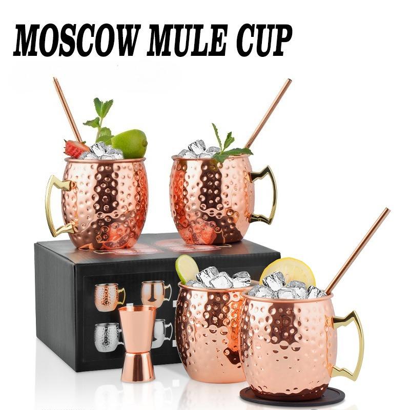 500ML Cocktail Wine Cup Moscow Mule Mug Pure ThickenedCup Hammered Copper Plated Beer Cup Coffee Bar Tools Drinkware for Ramadan