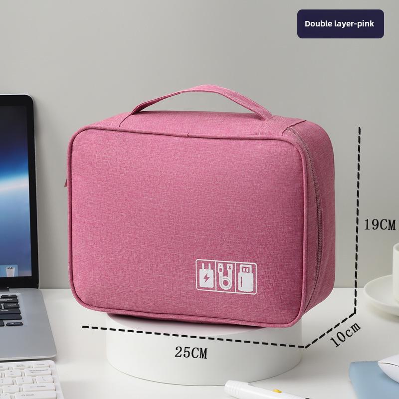 

Многоцелевая портативная сумка большой вместимости для хранения косметики и внешнего аккумулятора Double layer