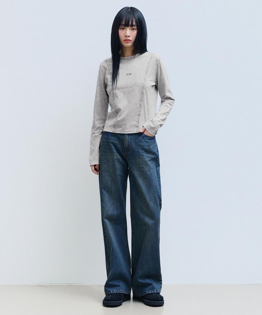 FILLUMINATE (W) Washed Panel Long Sleeve - Beige