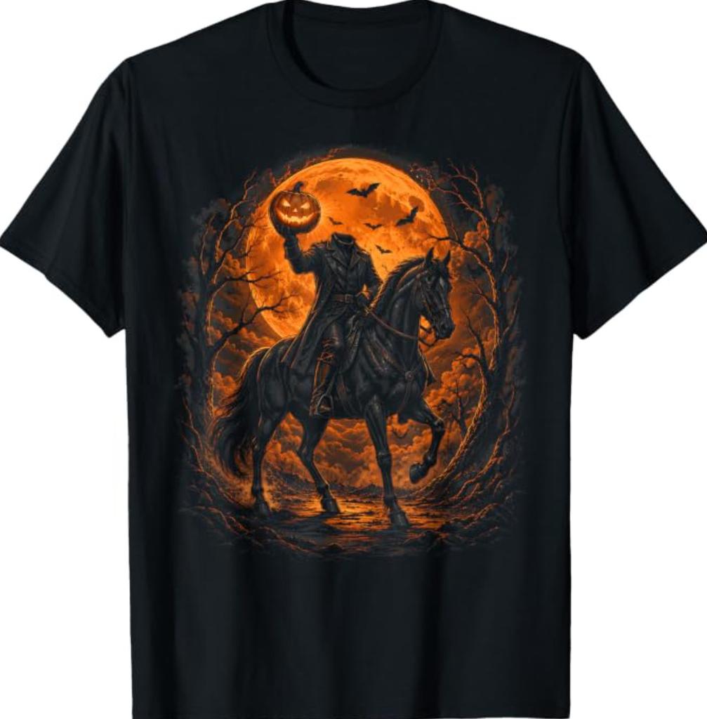 Headless Knight On Horse Pumpkin Classic Halloween Costume T-Shirt