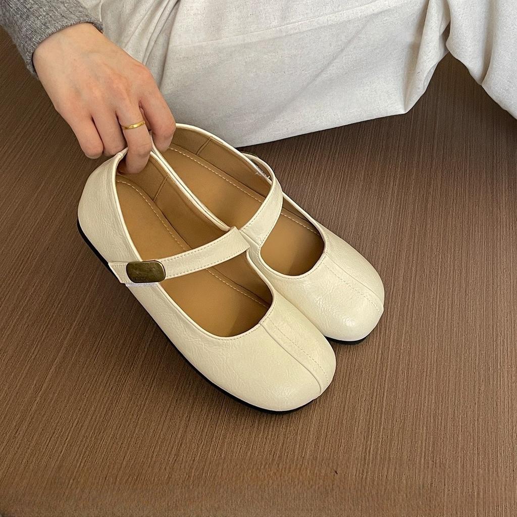 Flat silver Mary Jane shoes women's shoes new round head commuting versatile light mouth single shoes