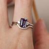 Creative Women's Couple Rings with Inlaid Purple Square Zirconia