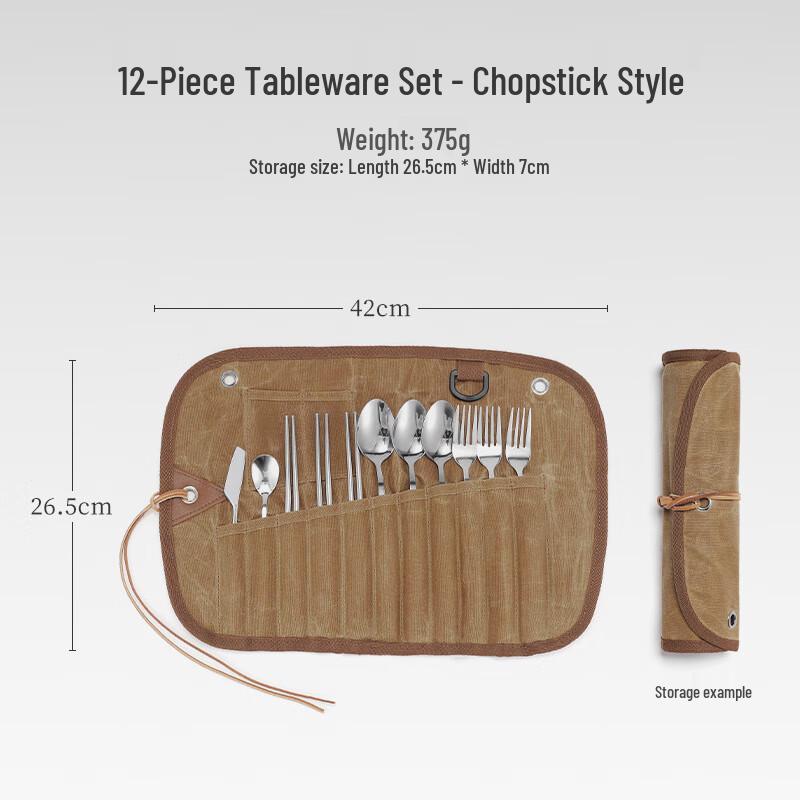 Wing Lemon Camping Stainless Steel Tableware Set with Storage Bag