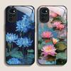 Retro Oil Painting Lotus Flower Pattern Tempered Phone Case for Motorola Moto G85 G84 Edge 50 Fusion 40 Neo 30 Pro 5G Hard Cover