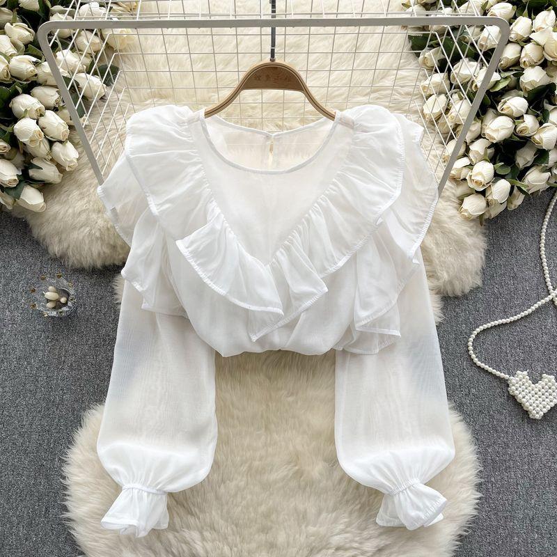 Age Reduction Sweet Lotus Leaf Silm Versatile Pullover Top