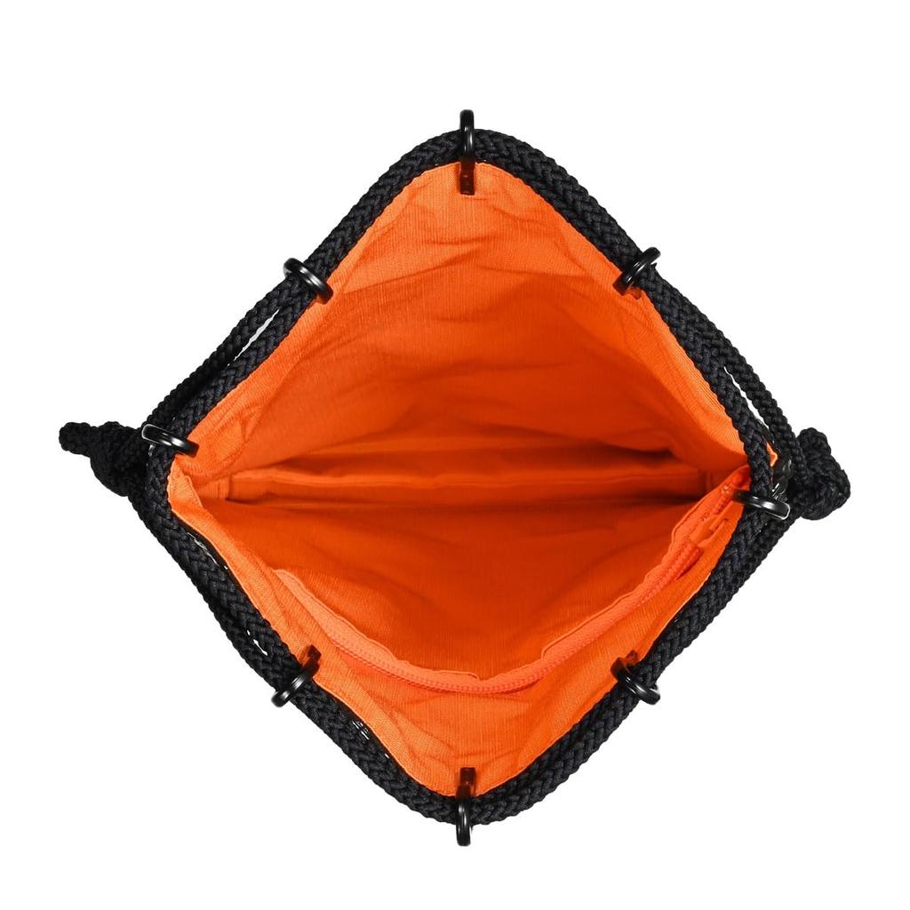 [Inden-ya] Inden Drawstring Bag with Gusset, Deerskin HISOCA, Dragonfly Pattern, Black with Black Lacquer, 9409-01-008