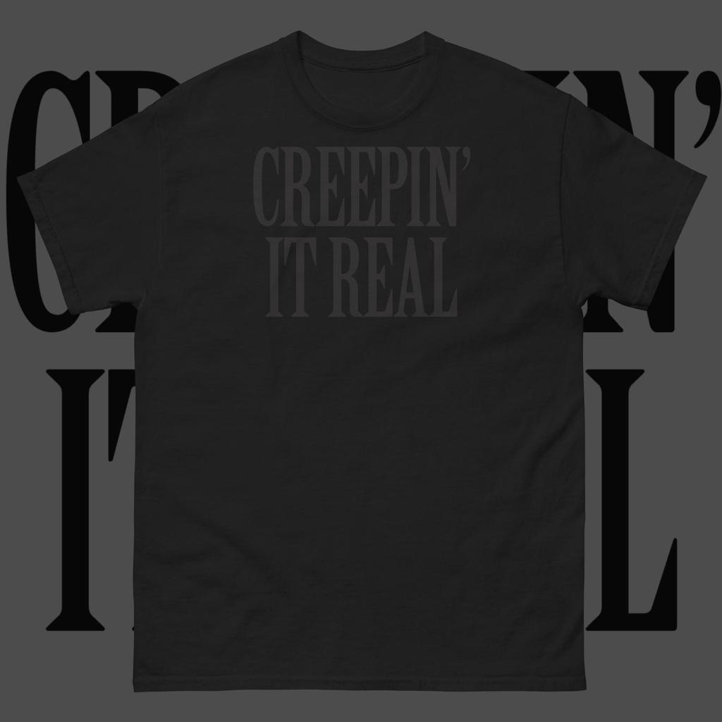 T-shirt Creepin' It Real Noir sur Noir Gothique Nu Goth Spooky Emo T-shirt T-shirt Unisexe