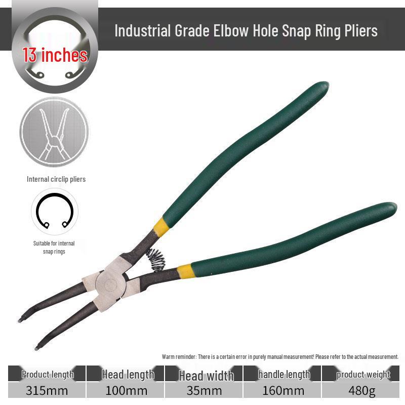 7-Inch Multifunctional Snap Ring Pliers for Internal/External Use: Yellow Handle - Ideal for Small Retaining Rings with Straight Jaw Design