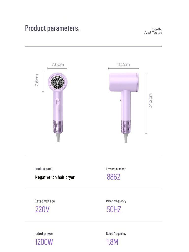 Silent High-Speed Negative Ion Hair Dryer for Home and Dorm Use