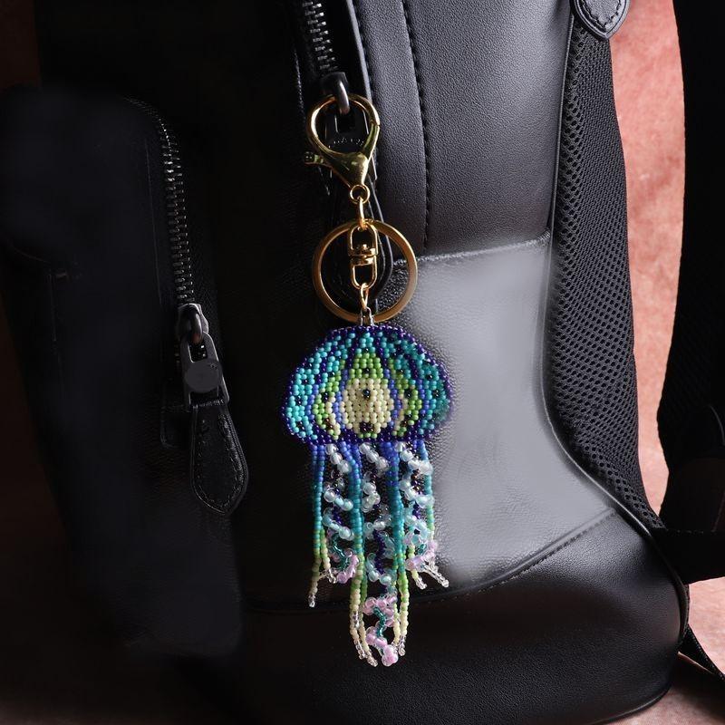 Jellyfish Tassel Keychain, Cute Bag Decorative Pendant, Creative Handcrafted Beaded Keychain