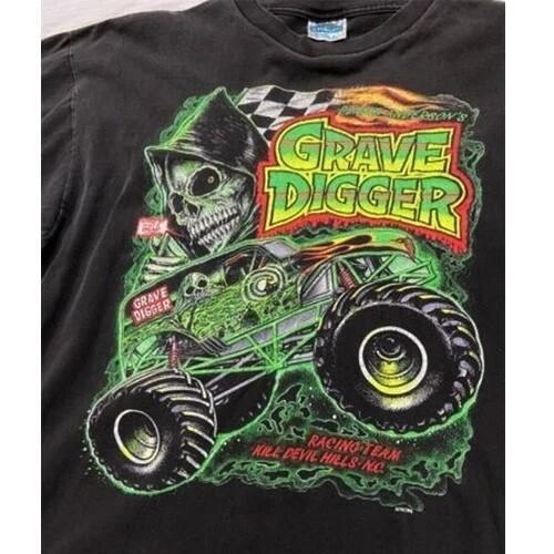 Retro Grave Digger TShirt Monster Truck 90s basic black Unisex S5XL Unisex T-Shirt S