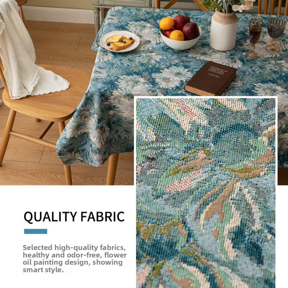 Retro American Tablecloth Elegant Dining Table Cover Oil Painting Design Luxury Table Mat Tea Table Cloth for Home Decor