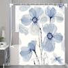 Minimalistischer blauer Blumenduschvorhang - Aquarell-Design, Polyester, Haken inklusive, Mehrere Größen, Elegante Heim- & Badezimmerdekoration