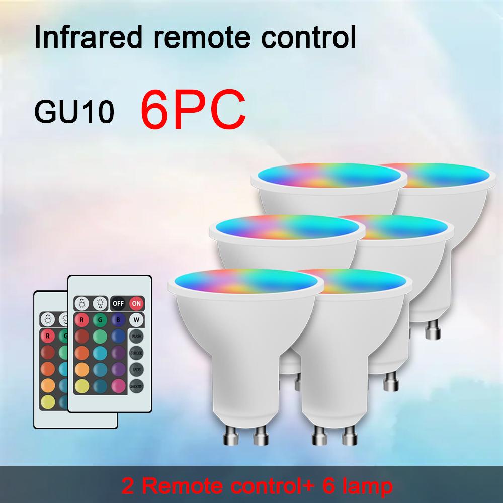 RGB LED Spotlight GU10 AC 85-265V Remote Control Spotlight Color Dimmable Bulb for Living Room Bedroom Decoration