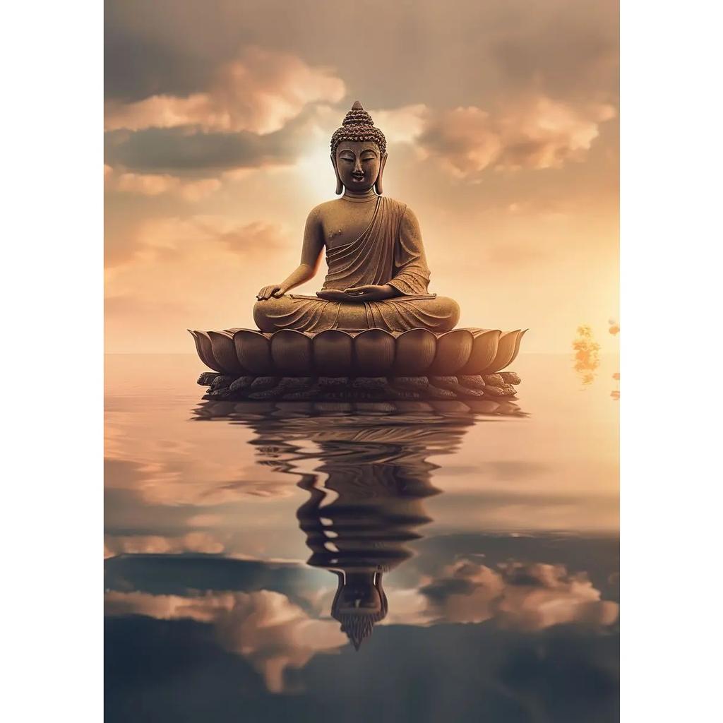 Zen Religion Meditation Buddhism Poster and Print Canvas Painting Wall Art Buddha In Nature Abstract Picture for Room Home Decor