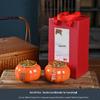 Persimmon Shaped Ceramic Tea Caddy and Candy Jar
