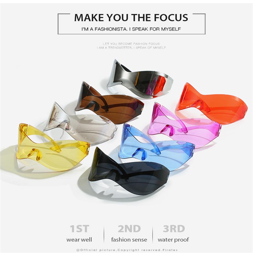 Sluneční brýle na PC s velkým rámem Dámské Y2K Trendy Bezrámové Cyklistické brýle Pánské Futuristické Nadrozměrné Brýle