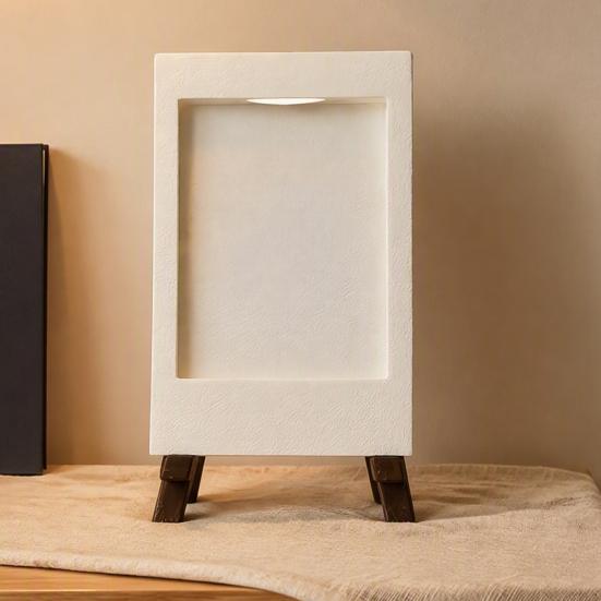 PLA 3D Printed Frame Mini Picture with Wooden Tripod Stand, Photo Display Holder Small for Polaroid Pictures, Tabletop Home Office Decor Easy Loading