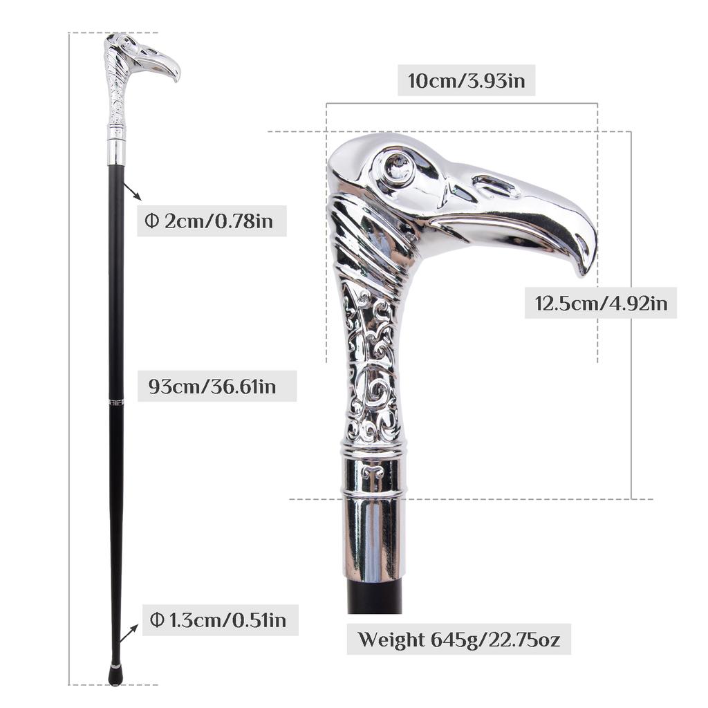Weißer Adlerkopf, luxuriöser dekorativer Cosplay-Gehstock, eleganter modischer Gehstock, Cosplay-Legierung, Crosier, Vintage-Gehstock, 93 cm
