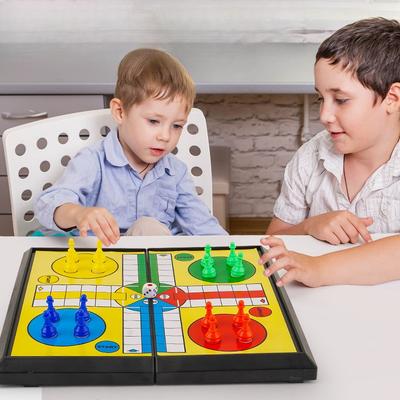 International Ludo Board Game for Kids: Portable Folding Chess Set, Educational Toy, Party Table Game for Elementary Students