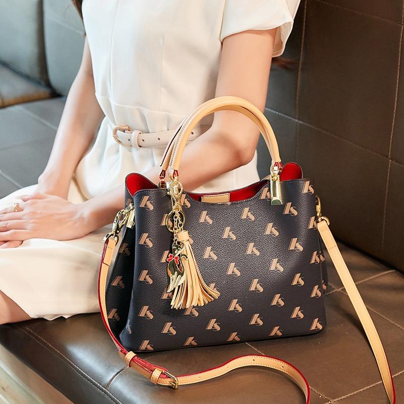 Women's Light Luxury Brand Genuine Leather Women's Bag Temperament Ladies Handbag Atmospheric Printed Tote Bag