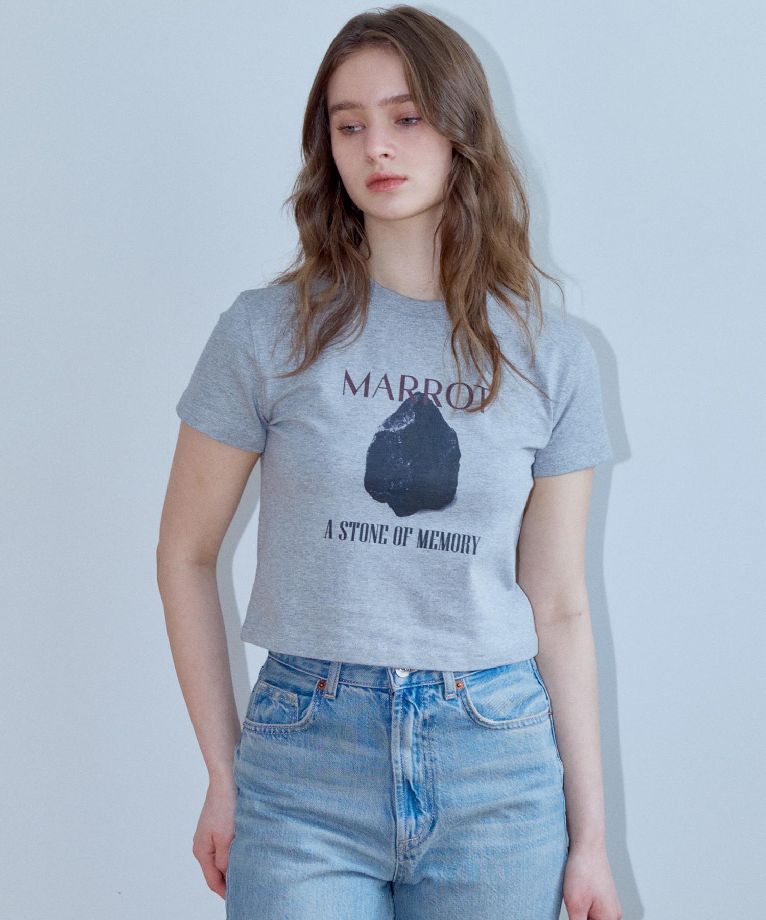 Marot Stone Crop T-Shirt_Gray Grey