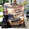 Tank Flannel Blanket Military Weapon Themed Blanket Hiking Picnic Blanket Boys Room Decorative Blanket