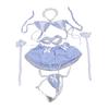 Lace Lingerie Cute Charming Backless Comfortable Elastic Eye Catching Bow Uniform Set for Home Hotel Light Blue Free