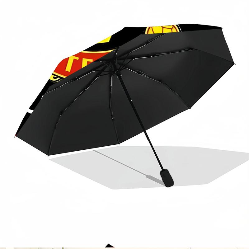 Manchester Football Print Automatic Open Close Umbrella, Portable Foldable Umbrella, for Outdoor Commute Camping Trip, Ideal Birthday Gift