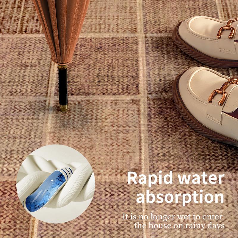 Japanese Style Bamboo Cotton Velvet Doormat, Entrance Floor Mat, Water Absorbent & Dust Removal, Non-Slip Rubber Backing