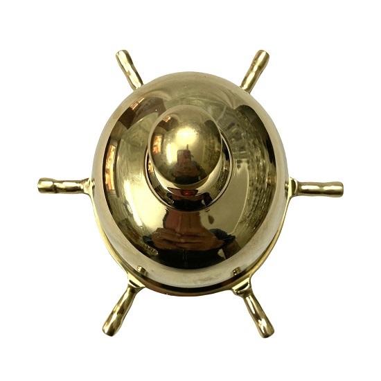 Brass Wheel Table Bell - Nautical Design, 12 Cm