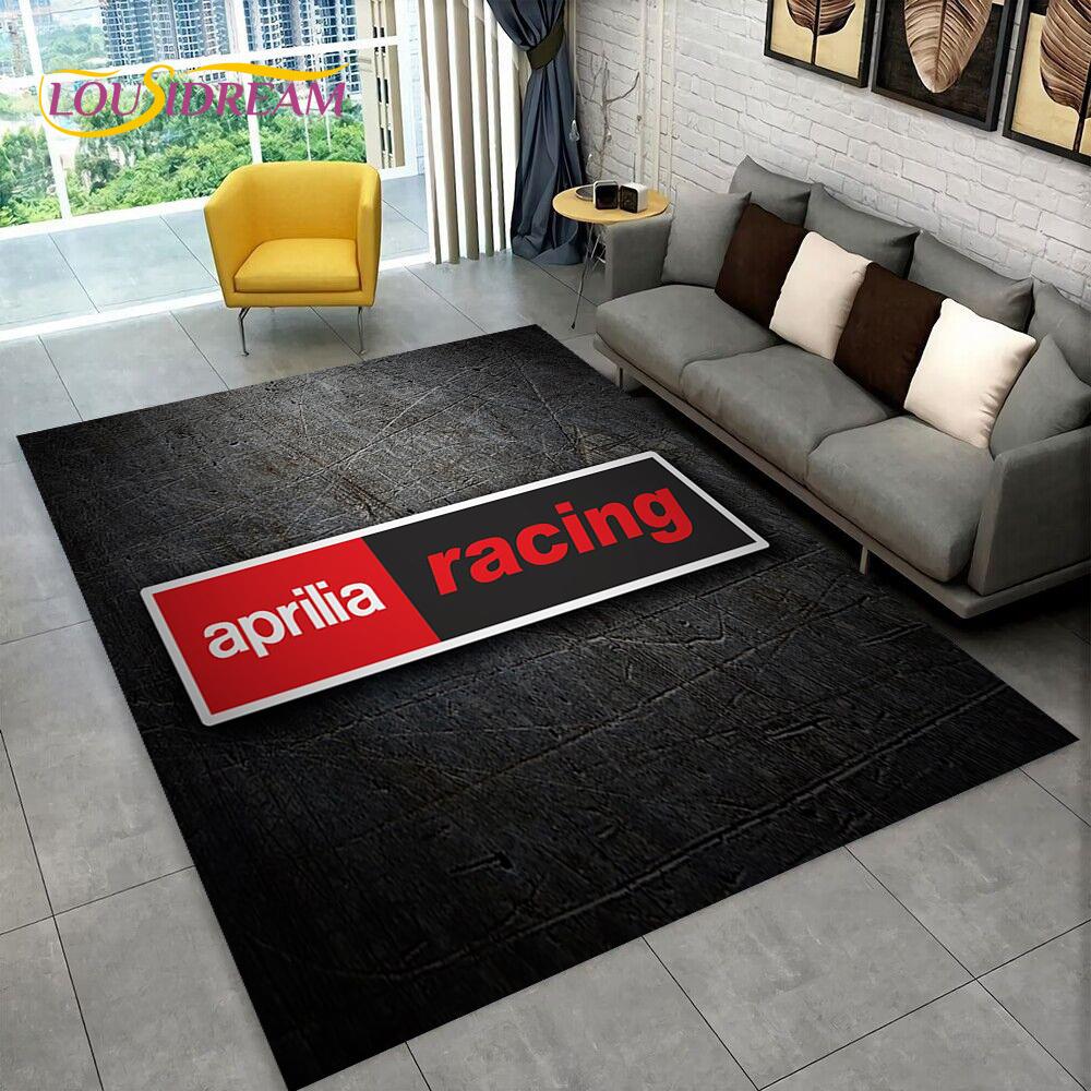 Tappeto con logo HD Aprilia Racing per moto per casa, soggiorno, camera da letto, divano, zerbino decorativo, tappeto per bambini antiscivolo per pavimento 3D
