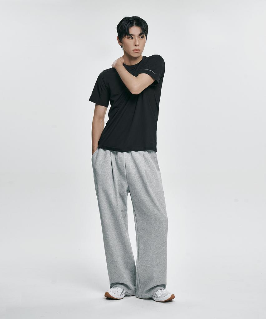 Atejeu Essential One-Pleat Wide Sweatpants [Gray]