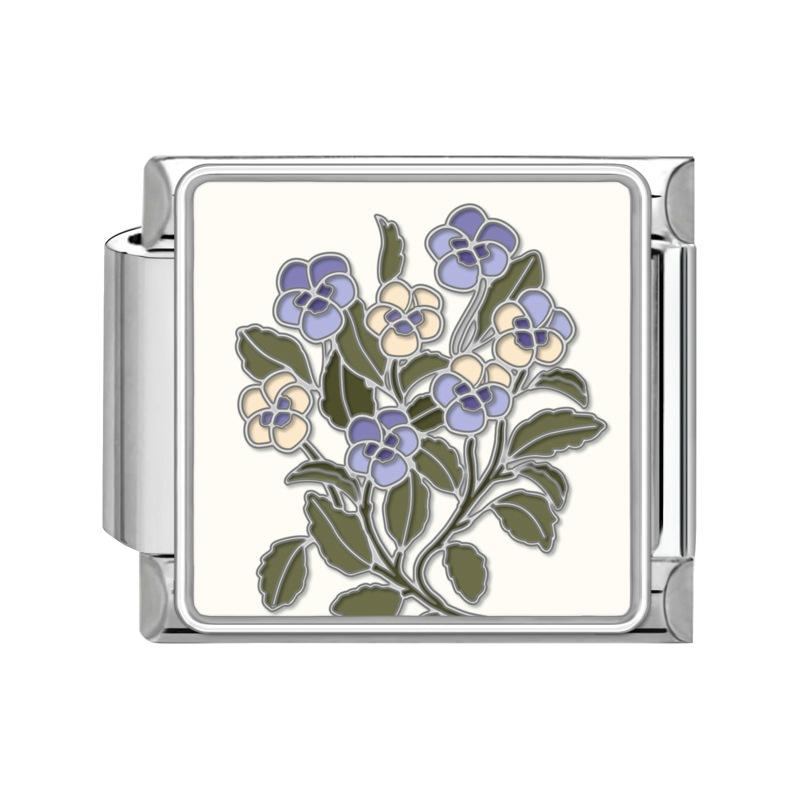 New Stainless Steel Italian Modular Charm Bracelet Diy Interchangeable Flower Pattern Charms Fashion Jewelry Women Daily Wear