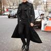 Belted Men'trench Coat Overcoat Double Breasted Fashion Top Long Jacket Warm Notched Lapel Male