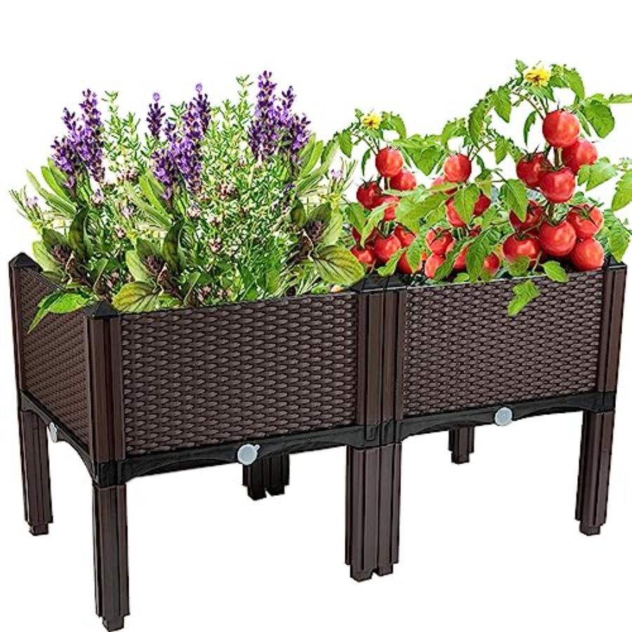 

Plastic Elevated Planters for Raised Garden Bed with Legs for Outdoor Plants Box Kits with Drainage Holes for Patio Deck Balcon United States