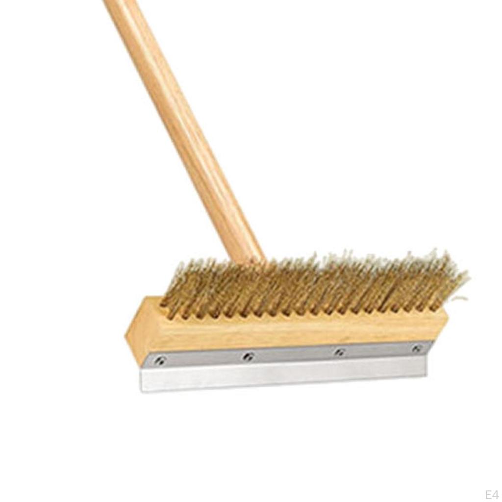 Pizza Oven Brush 102cm Long Handle Copper Wire Detachable Efficient Cleaning Stone for