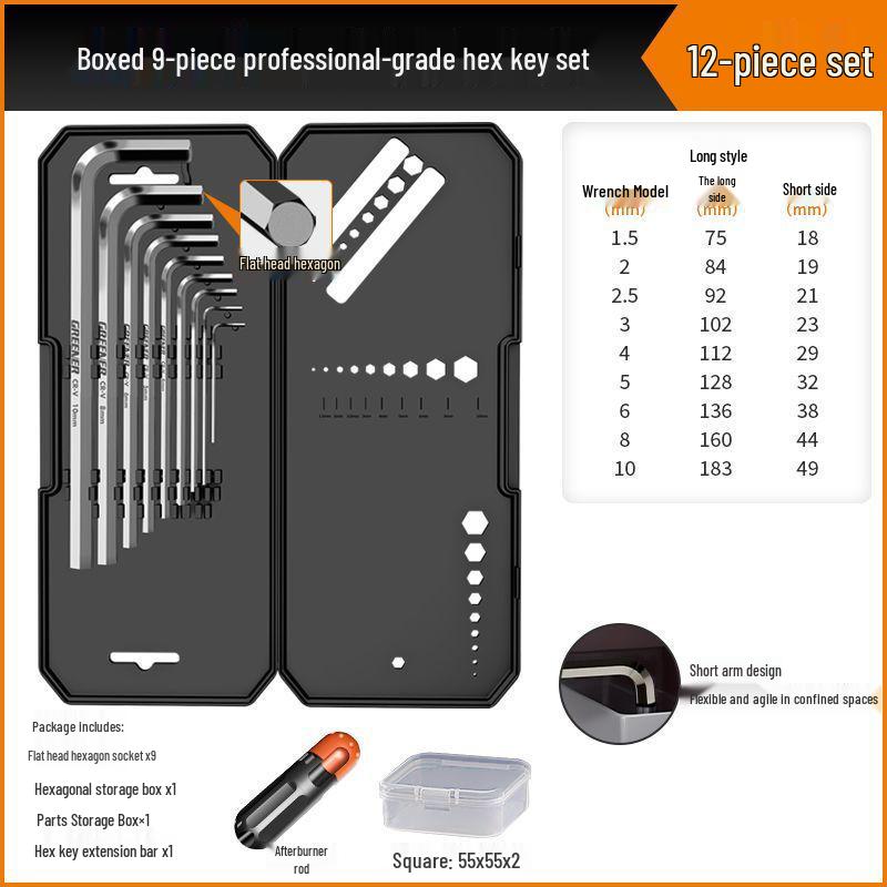Universal Hex Wrench Set - 6-Point Screwdriver & Extendable Hex Tool