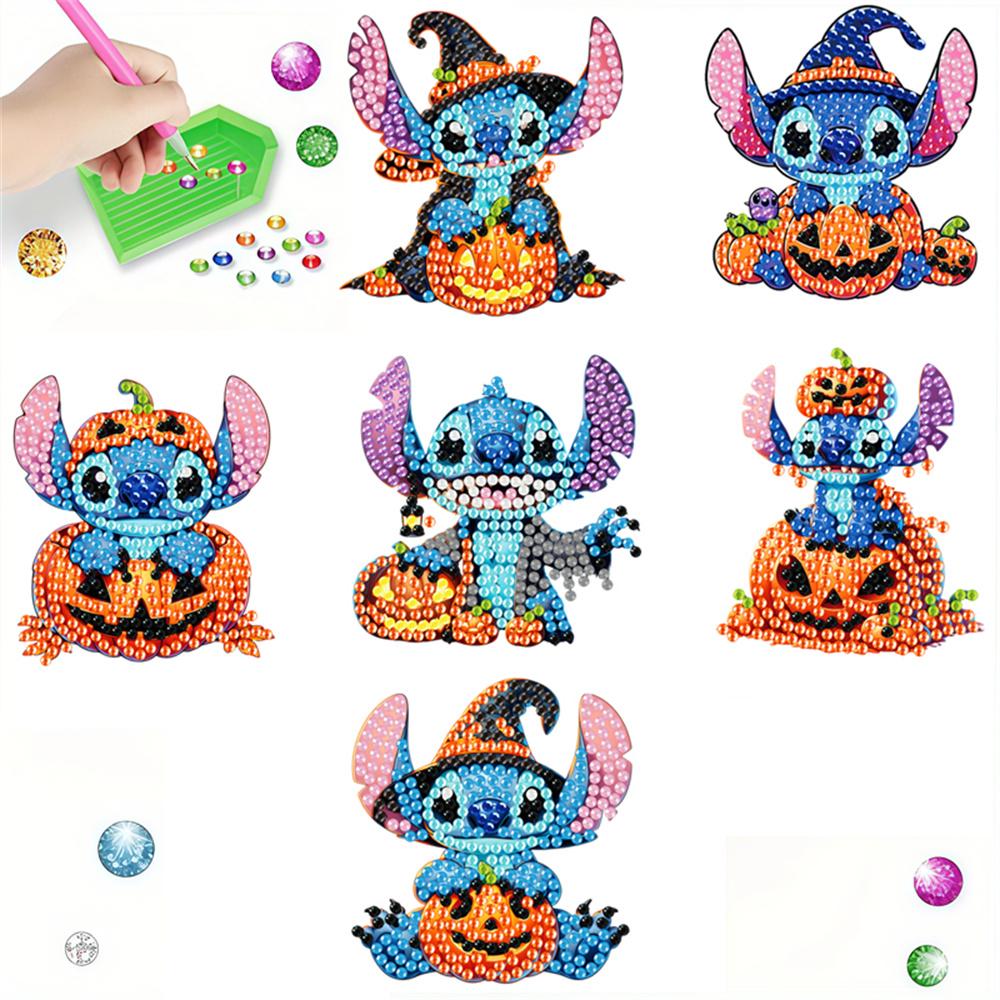 

6 шт./Набор Хэллоуин Серия Стич Алмазная Живопись Магниты на Холодильник Алмазное Искусство Магниты на Холодильник для Взрослых Наборы Магнитов на Холодильник Алмазное Искусство