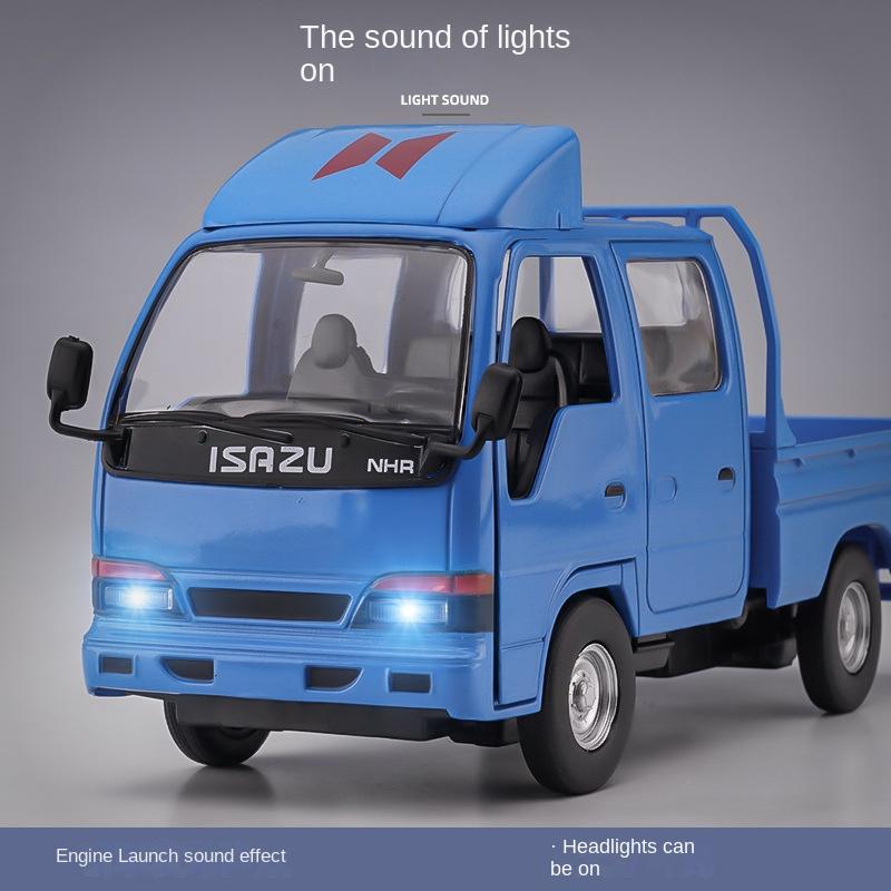 Model de mașină 1/32 pentru camion ușor Isuzu Model de metal turnat sub presiune Simulare de inginerie Vehicul de transport, camion de turnare