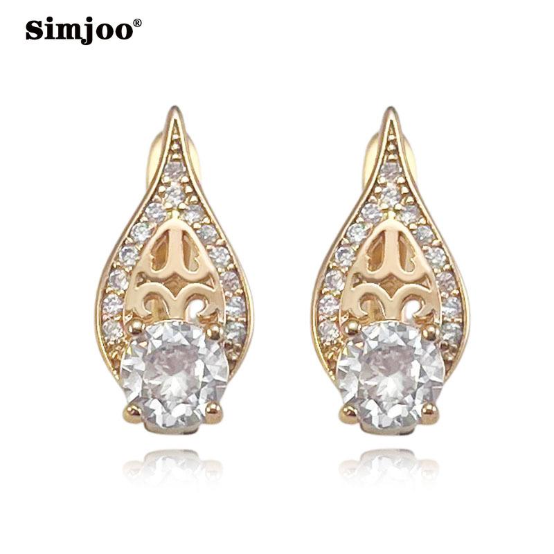 SIMJOO Temperament Earrings Rose Gold Zircon Geometric Earrings