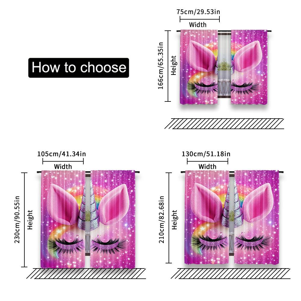 Set Of 2 Pink Unicorn Fantasy Curtains Vibrant Printed Design Suitable Bedroom Bathroom Living Room Dining Study Curtain Polyester Ideal For