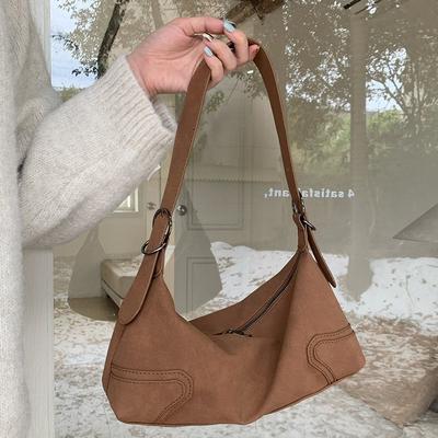 Nischendesign Retro Vielseitige Wildleder-Achseltasche Herbst und Winter Koreanischer Stil Mode Matte Textur Ein-Schulter Umhängetasche für Damen