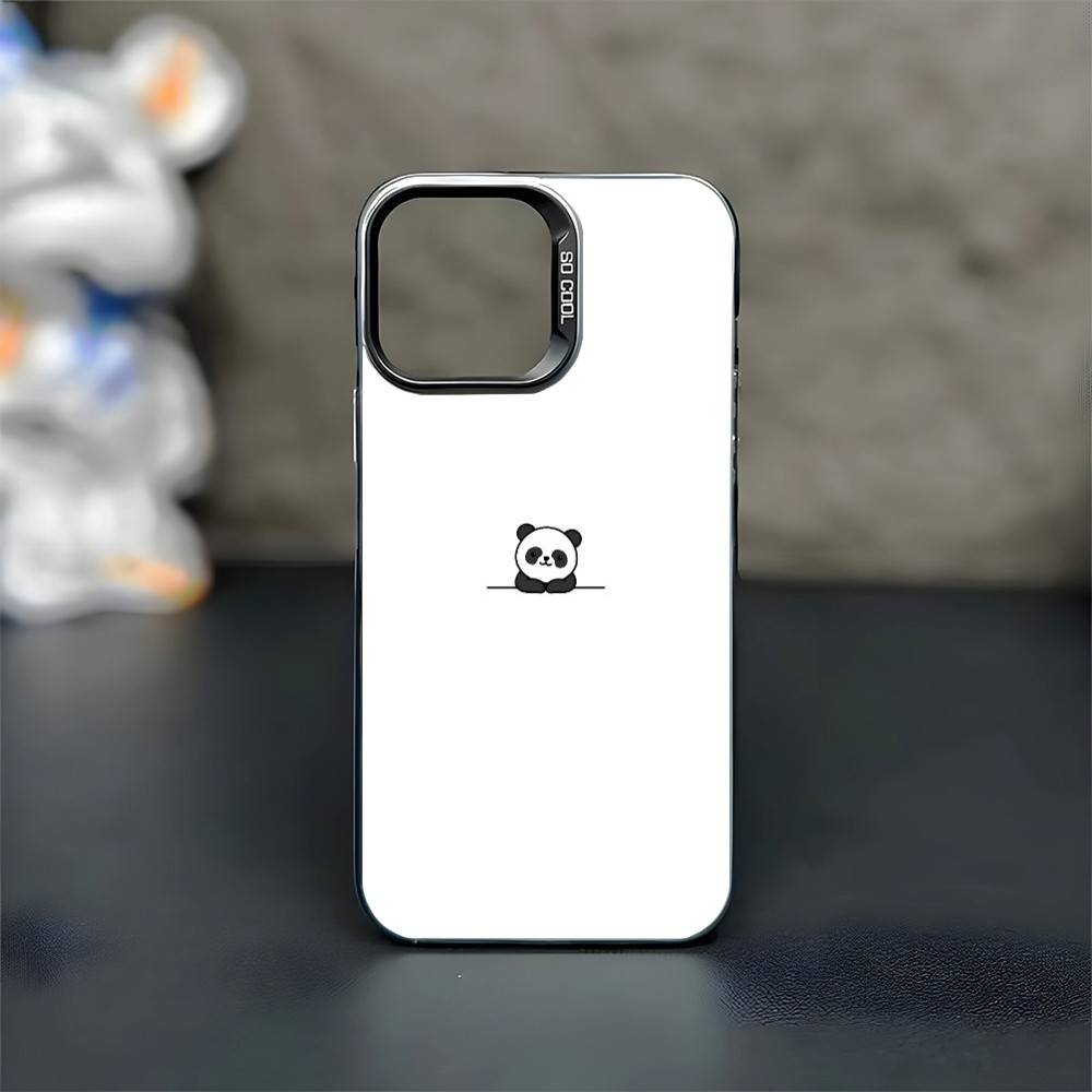 Panda Illustration Phone Case For iPhone17,16,15,14,13,12,11 Plus,Pro Max Black Matte Shockproof Cover