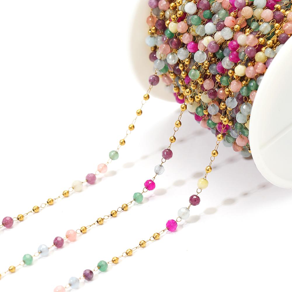 1 Meter Stainless Steel Beaded Triangle Glass Crystal Chains for DIY Jewelry Findings Necklace Bracelet Supplies Earrings Making
