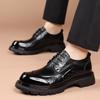 Top Layer Cowhide New Men's Formal Business Leather Shoes High-end Light Luxury Big Head Thick Soled Men's Shoes Trendy Lace Up Single Shoes