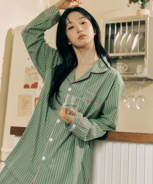 [Dossy] [2PACK] Silk-Fit Wednesday Long Sleeve Couple Pajama Set [Shipped from Korea] 100% Authentic