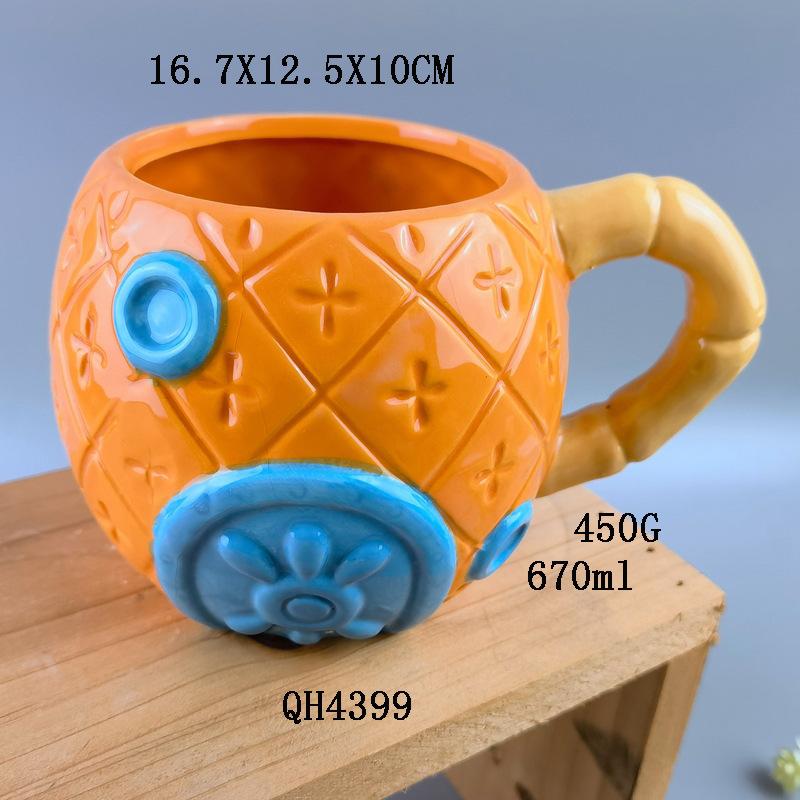 Miniso SpongeBob SquarePants Ceramic Coffee Cup with Handle Ceramic Milk Tea Cup Cartoon Cute Drinkware Gift for Children Boys and Girls