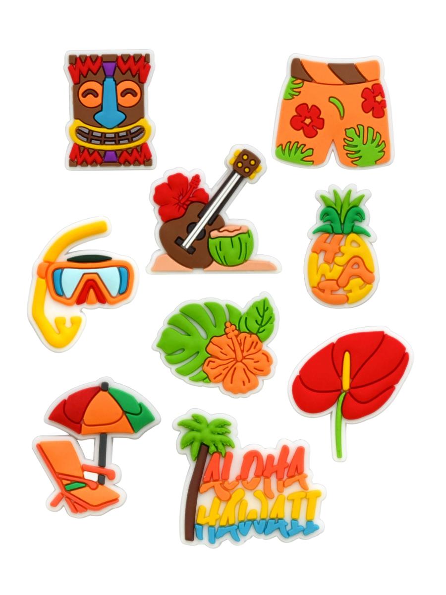 

Джибитсы Гавайи лето солнце отдых Jibbitz 9 шт аксессуары крокс украшение різнокольоровий